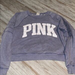 Victoria's Secret Blue Crop Hoodie Relaxed Fit